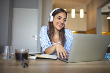 Student at home with laptop