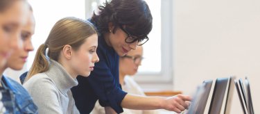 Students and professor in a classroom