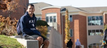 Student on Dobbs Ferry campus