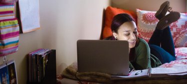 Student in dorm room
