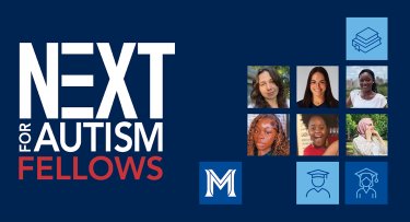 Next for Autism logo and some of the Mercy University students participating as fellows