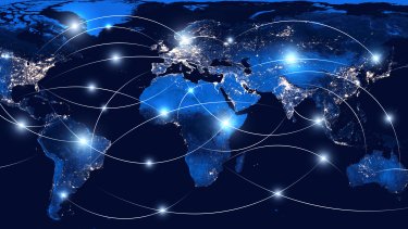 Panoramic world map.