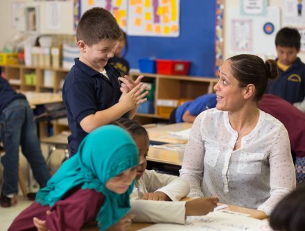 Teacher with students