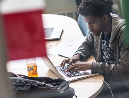 A student hard at work.