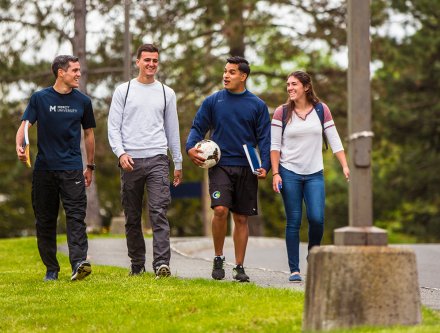 Mercy students walking on campus