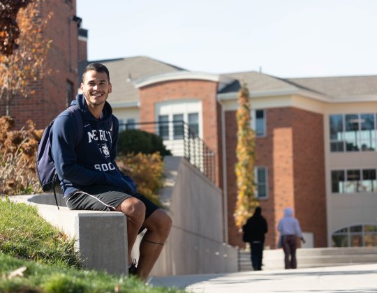 Student on Dobbs Ferry campus