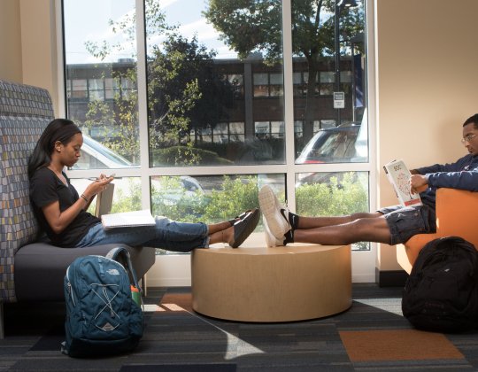 Students in lounge on Dobbs Ferry