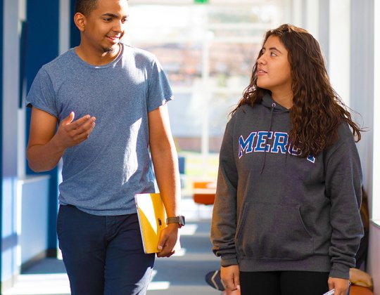 Students walking and talking
