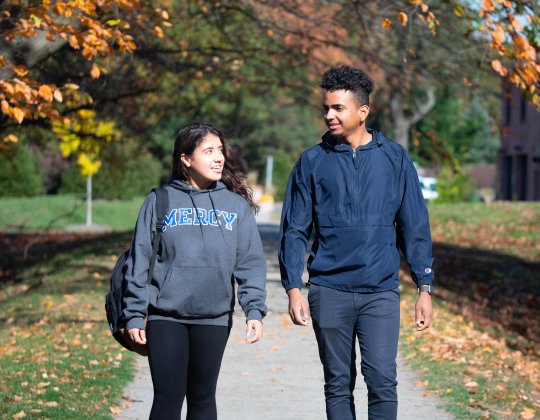 Students walking on campus