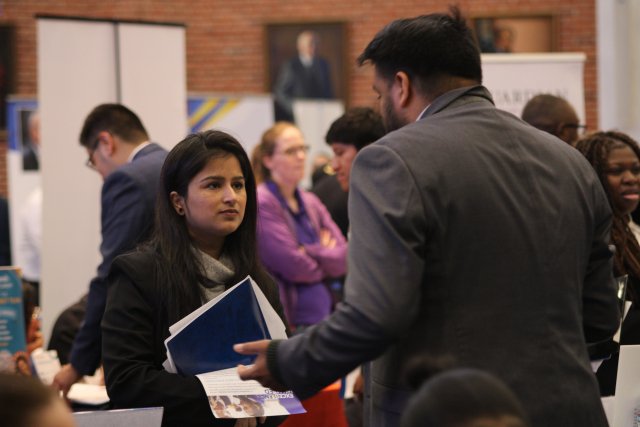 Mercy University student at job and internship fair