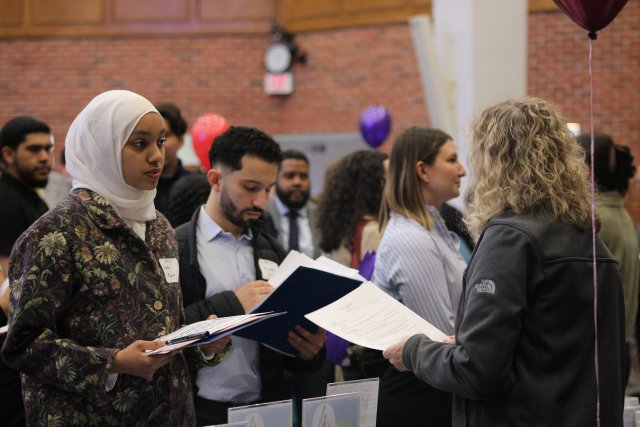 Mercy University student at job and internship fair