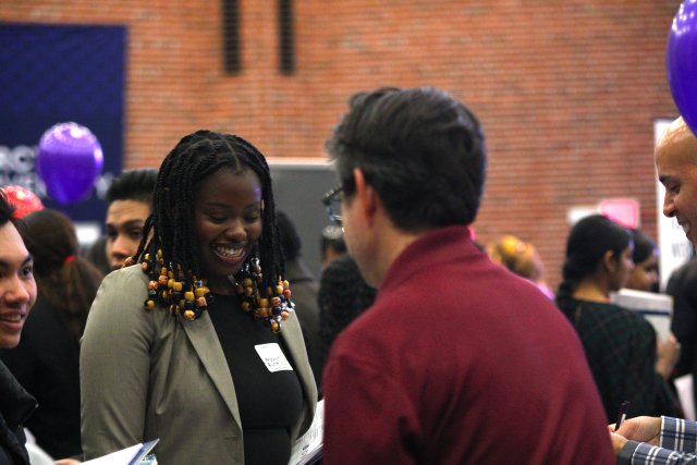 Mercy University student at job and internship fair