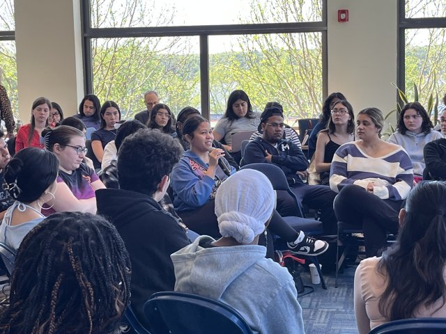 Students speak at Learning with AI event at Mercy University's Westchester Campus